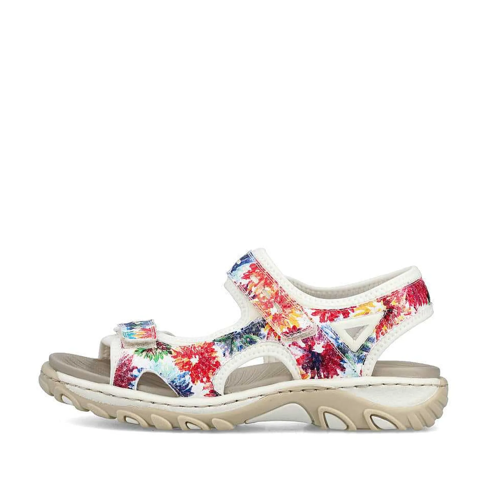 Rieker Colorful Styles-Women'S Trekking Sandals Floral-Pure White