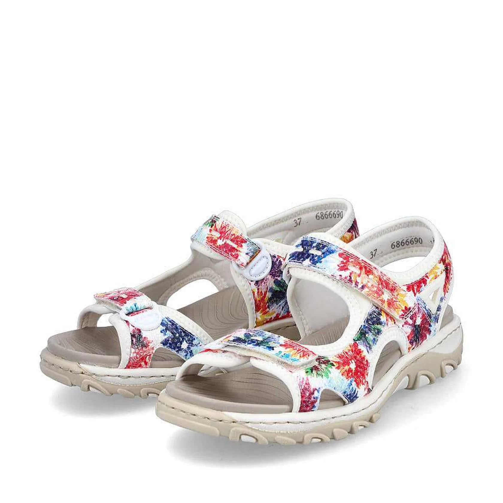 Rieker Colorful Styles-Women'S Trekking Sandals Floral-Pure White
