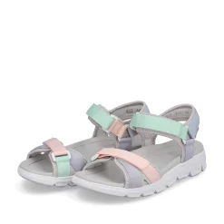 Rieker Colorful Styles-Women'S Trekking Sandals Mint-Green Soft-Pink Lilac