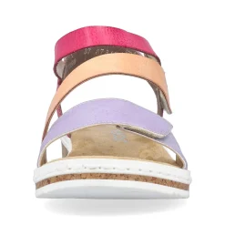 Rieker Heeled Shoes-Women'S Wedge Sandals Purple-Pink-Salmon