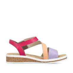 Rieker Heeled Shoes-Women'S Wedge Sandals Purple-Pink-Salmon