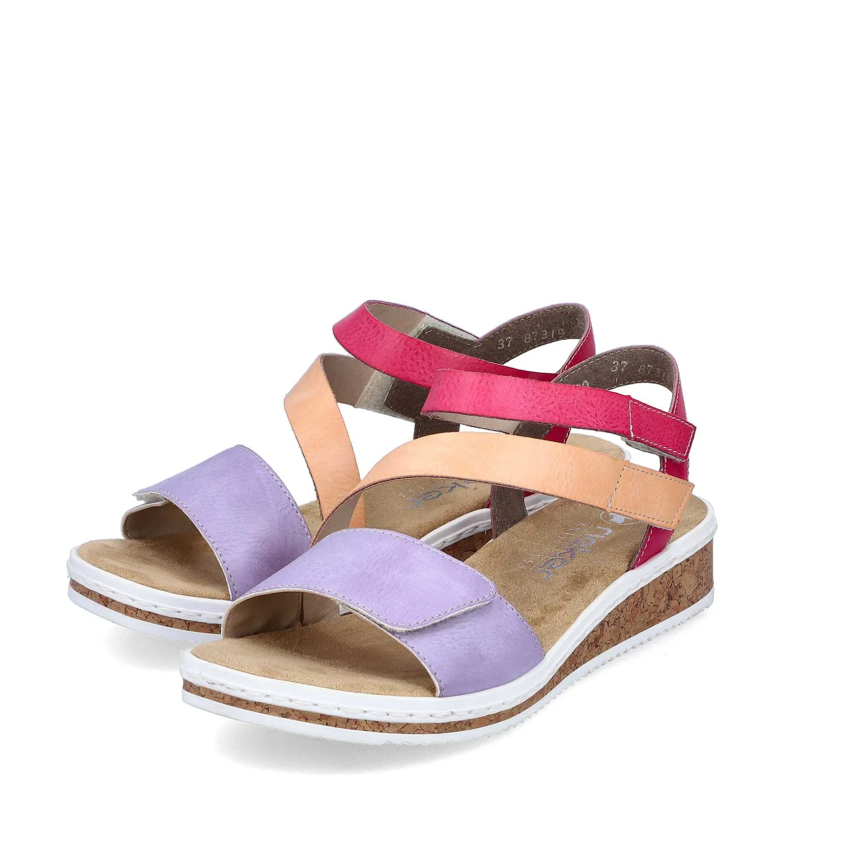 Rieker Heeled Shoes-Women'S Wedge Sandals Purple-Pink-Salmon