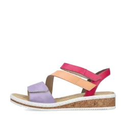 Rieker Heeled Shoes-Women'S Wedge Sandals Purple-Pink-Salmon