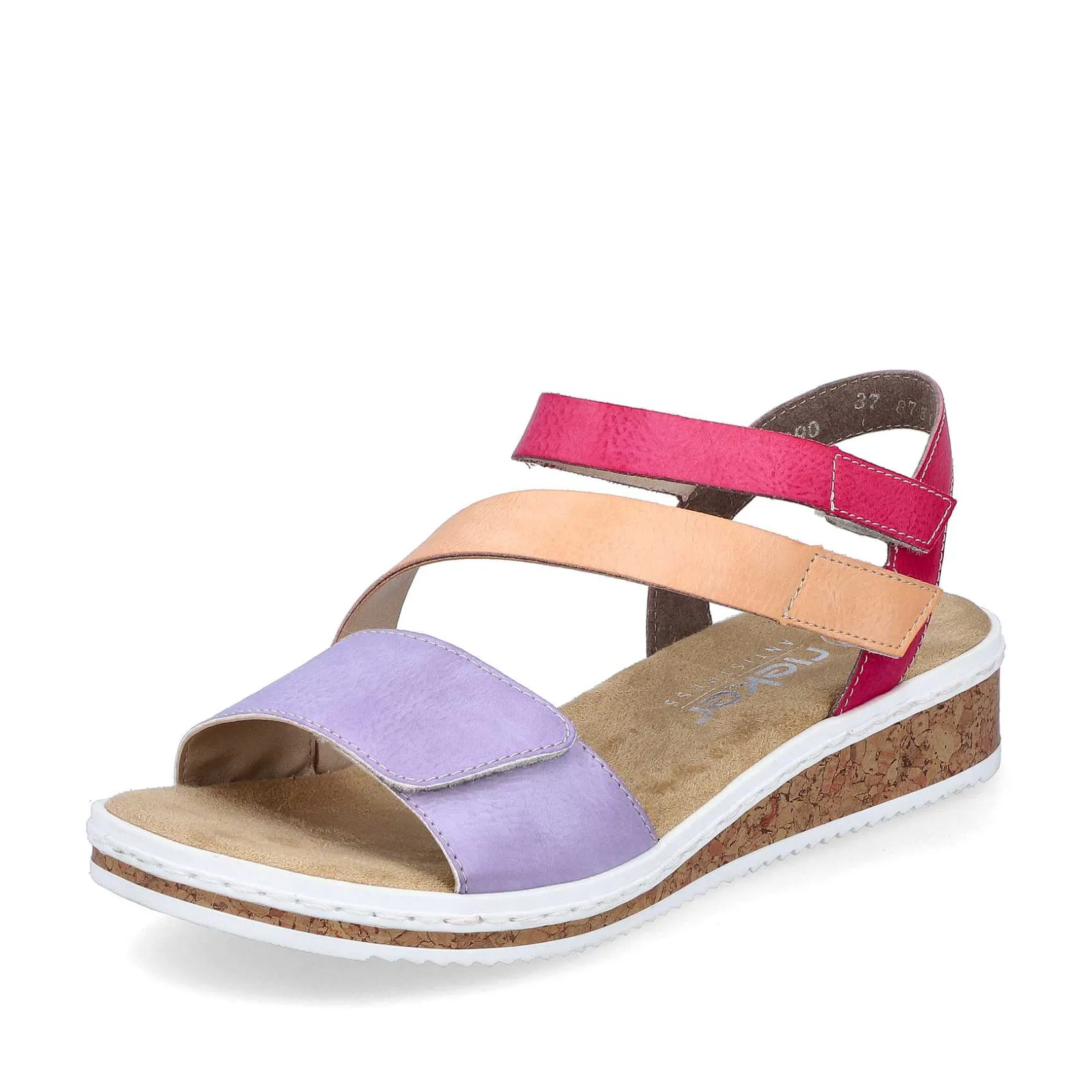 Rieker Heeled Shoes-Women'S Wedge Sandals Purple-Pink-Salmon
