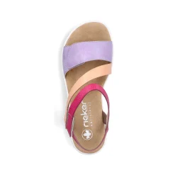 Rieker Heeled Shoes-Women'S Wedge Sandals Purple-Pink-Salmon