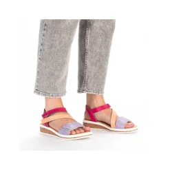 Rieker Heeled Shoes-Women'S Wedge Sandals Purple-Pink-Salmon