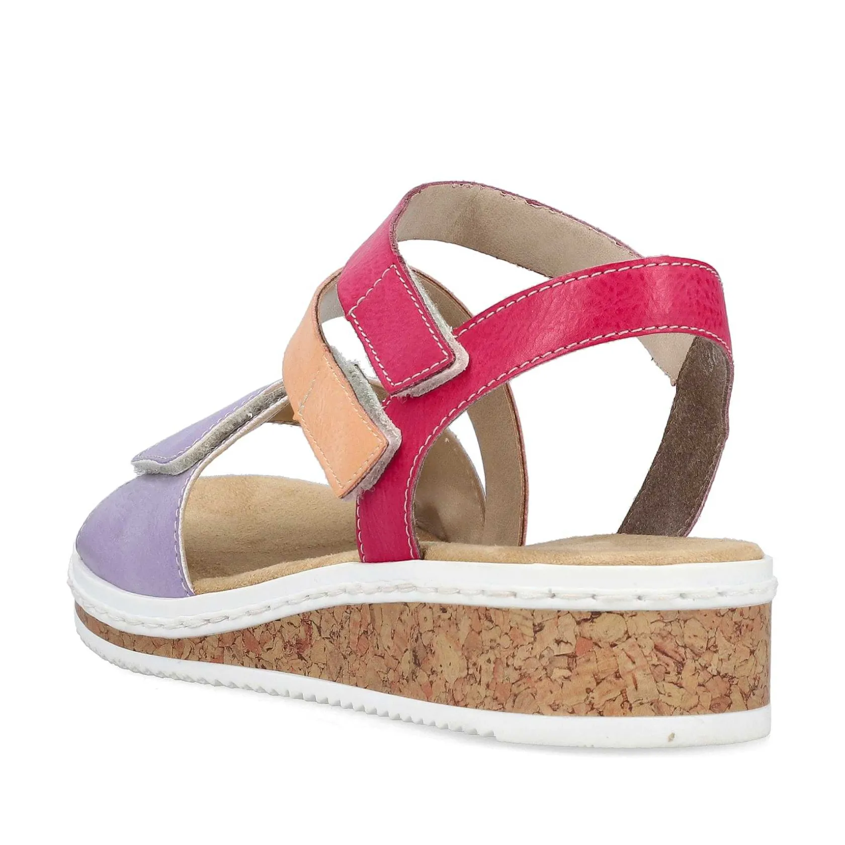 Rieker Heeled Shoes-Women'S Wedge Sandals Purple-Pink-Salmon
