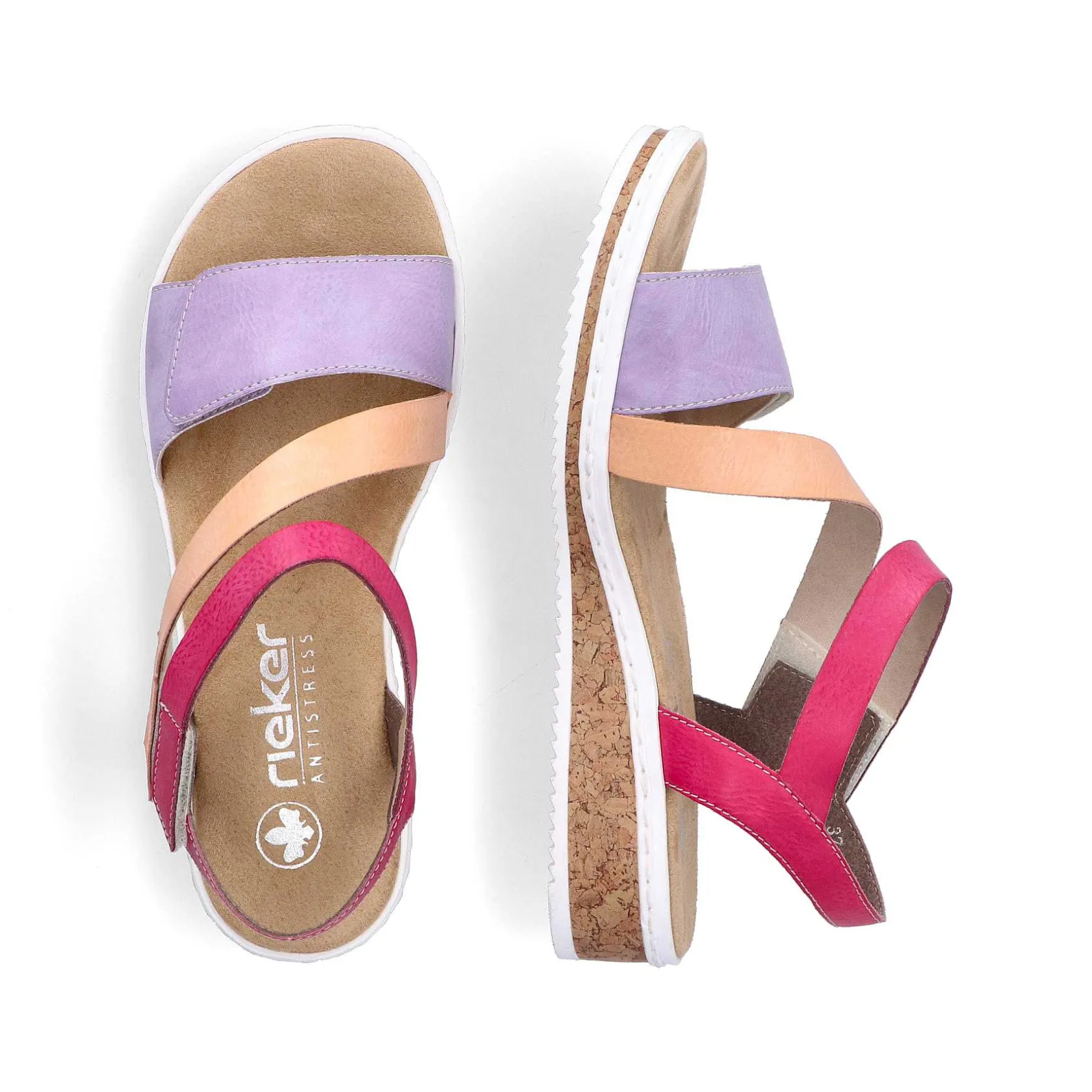 Rieker Heeled Shoes-Women'S Wedge Sandals Purple-Pink-Salmon