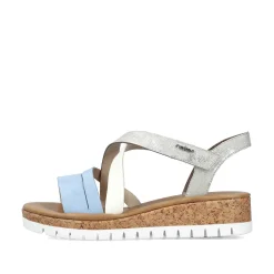 Rieker Heeled Shoes-Women'S Wedge Sandals Pastel Blue
