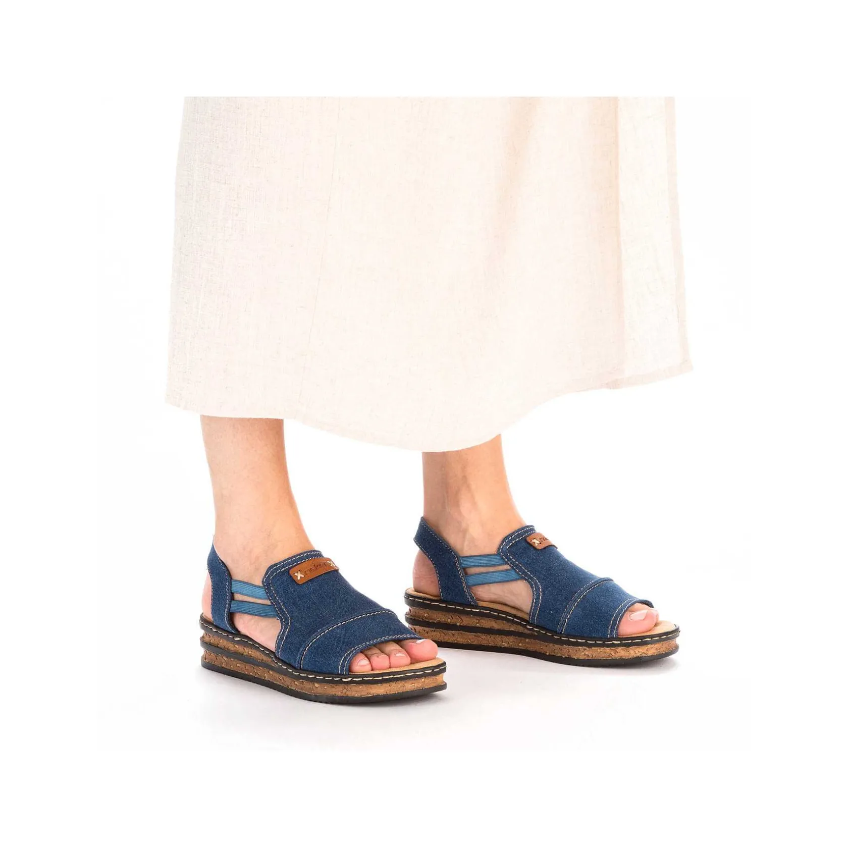Rieker Heeled Shoes-Women'S Wedge Sandals Sea Blue