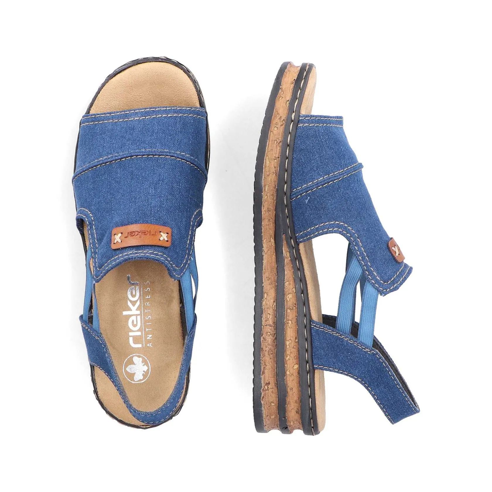 Rieker Heeled Shoes-Women'S Wedge Sandals Sea Blue