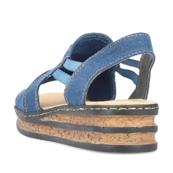 Rieker Heeled Shoes-Women'S Wedge Sandals Sea Blue