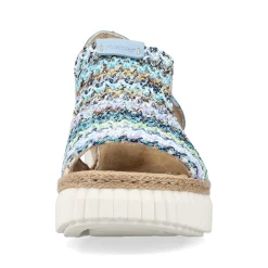 Rieker Heeled Shoes-Women'S Wedge Sandals Sky Blue-Multicolored