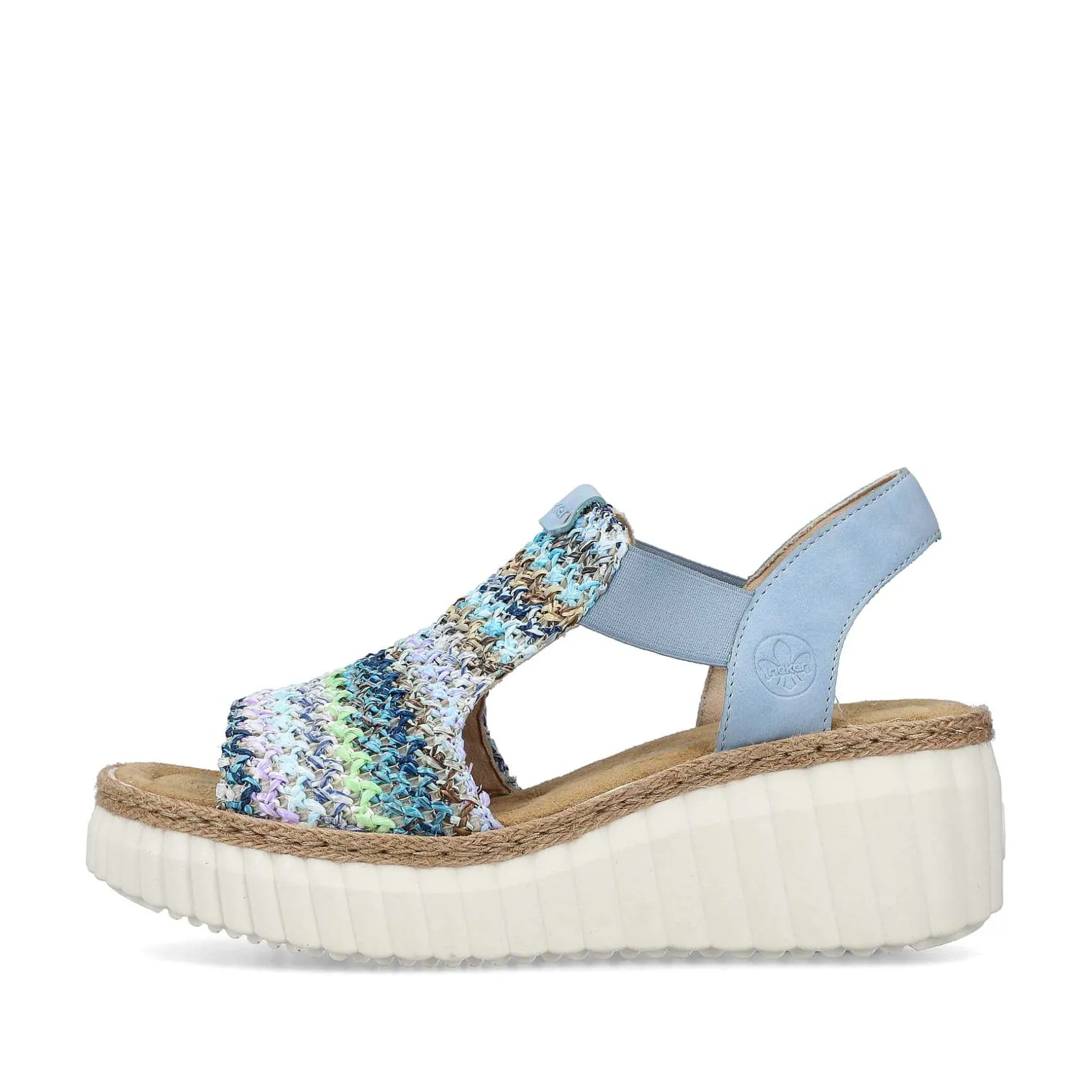 Rieker Heeled Shoes-Women'S Wedge Sandals Sky Blue-Multicolored