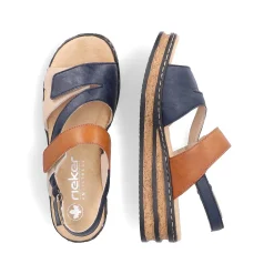 Rieker Heeled Shoes-Women'S Wedge Sandals Slate Blue