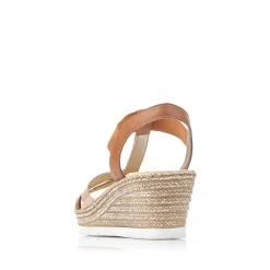 Rieker Heeled Shoes-Women'S Wedge Sandals Coffee Brown