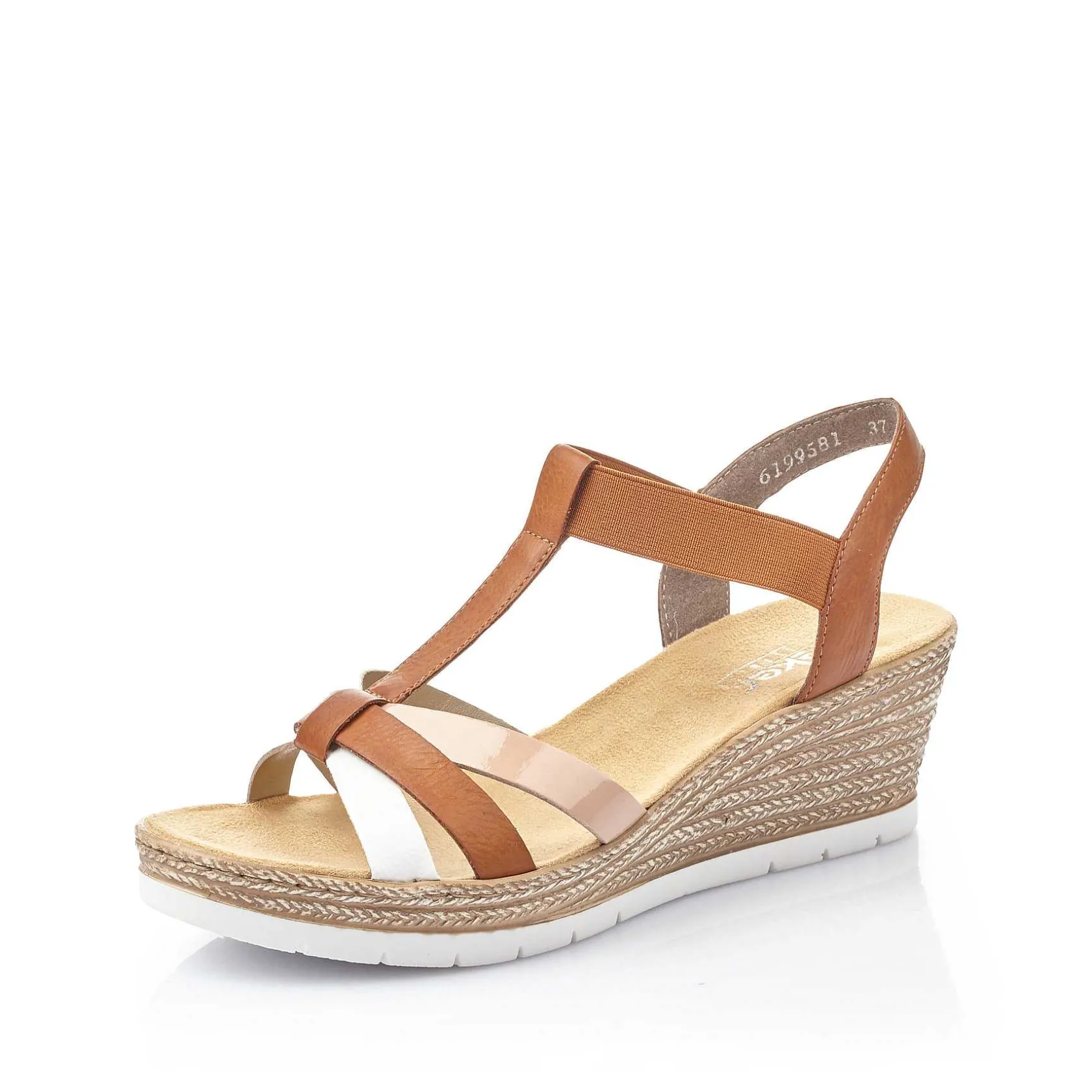 Rieker Heeled Shoes-Women'S Wedge Sandals Coffee Brown