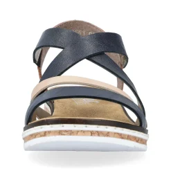 Rieker Heeled Shoes-Women'S Wedge Sandals Navy Blue