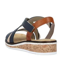 Rieker Heeled Shoes-Women'S Wedge Sandals Navy Blue