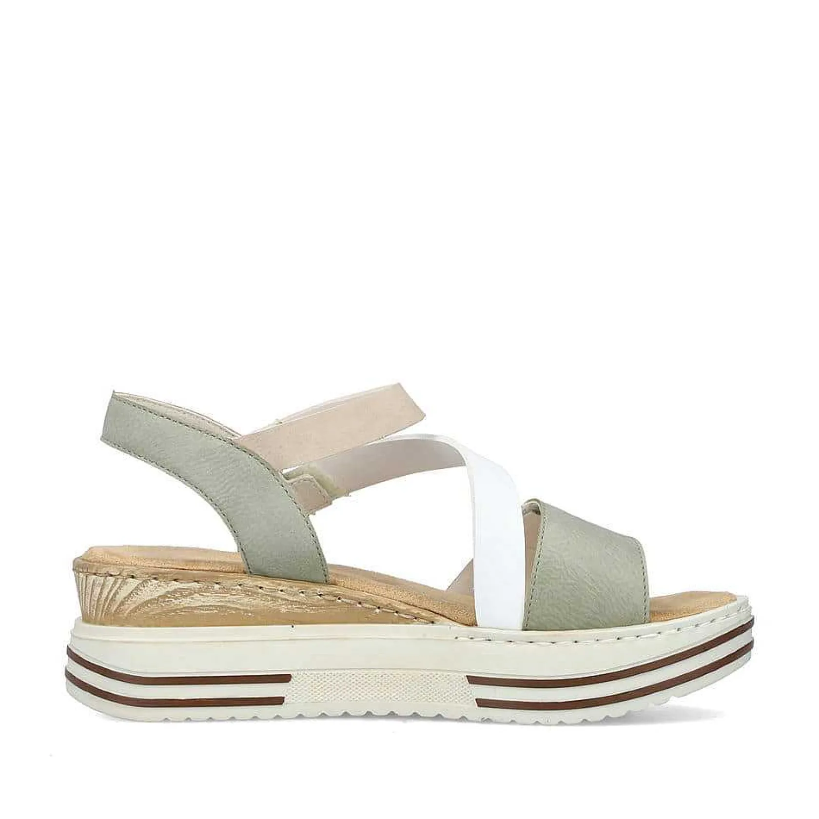 Rieker Heeled Shoes-Women'S Wedge Sandals Mint Green-White-Beige