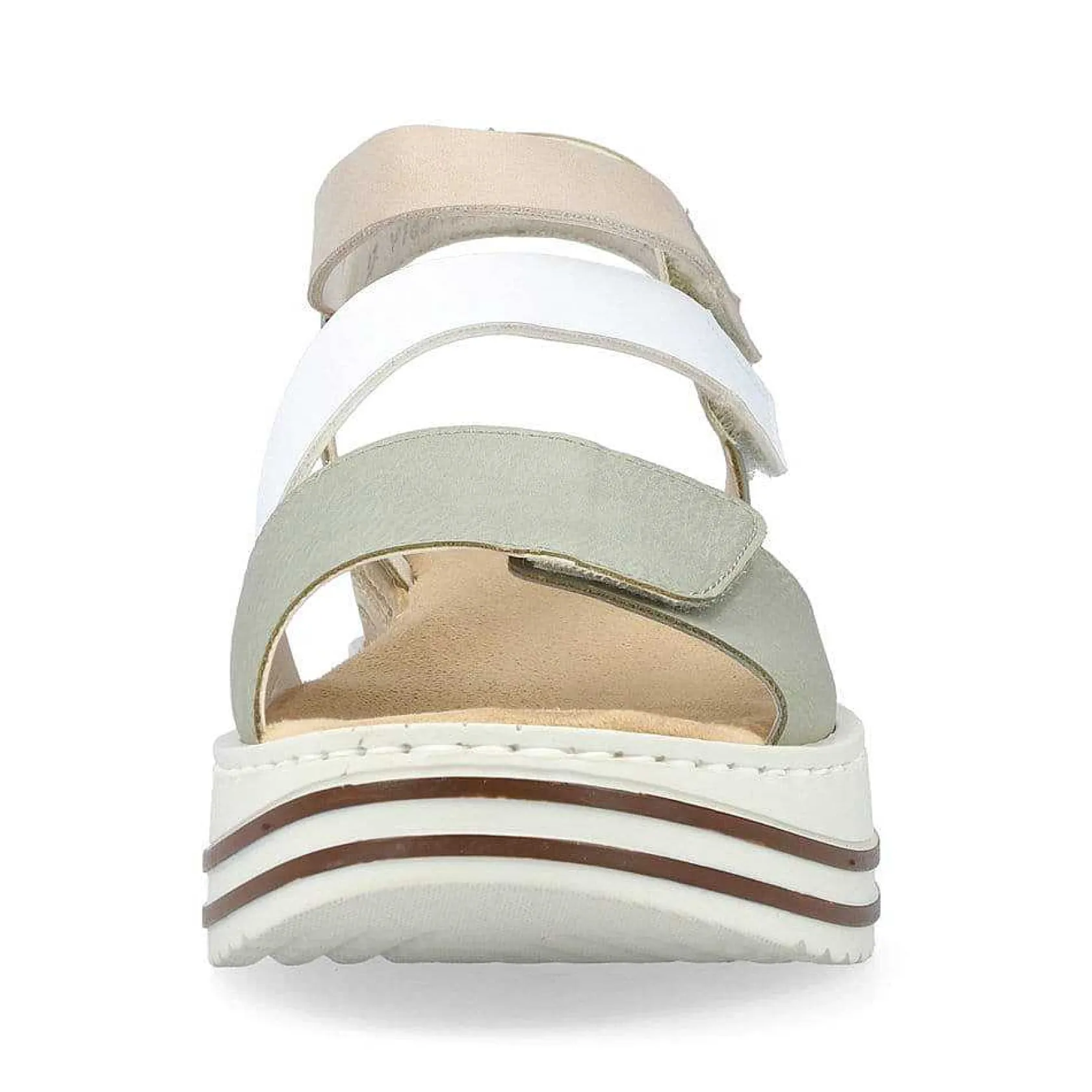 Rieker Heeled Shoes-Women'S Wedge Sandals Mint Green-White-Beige