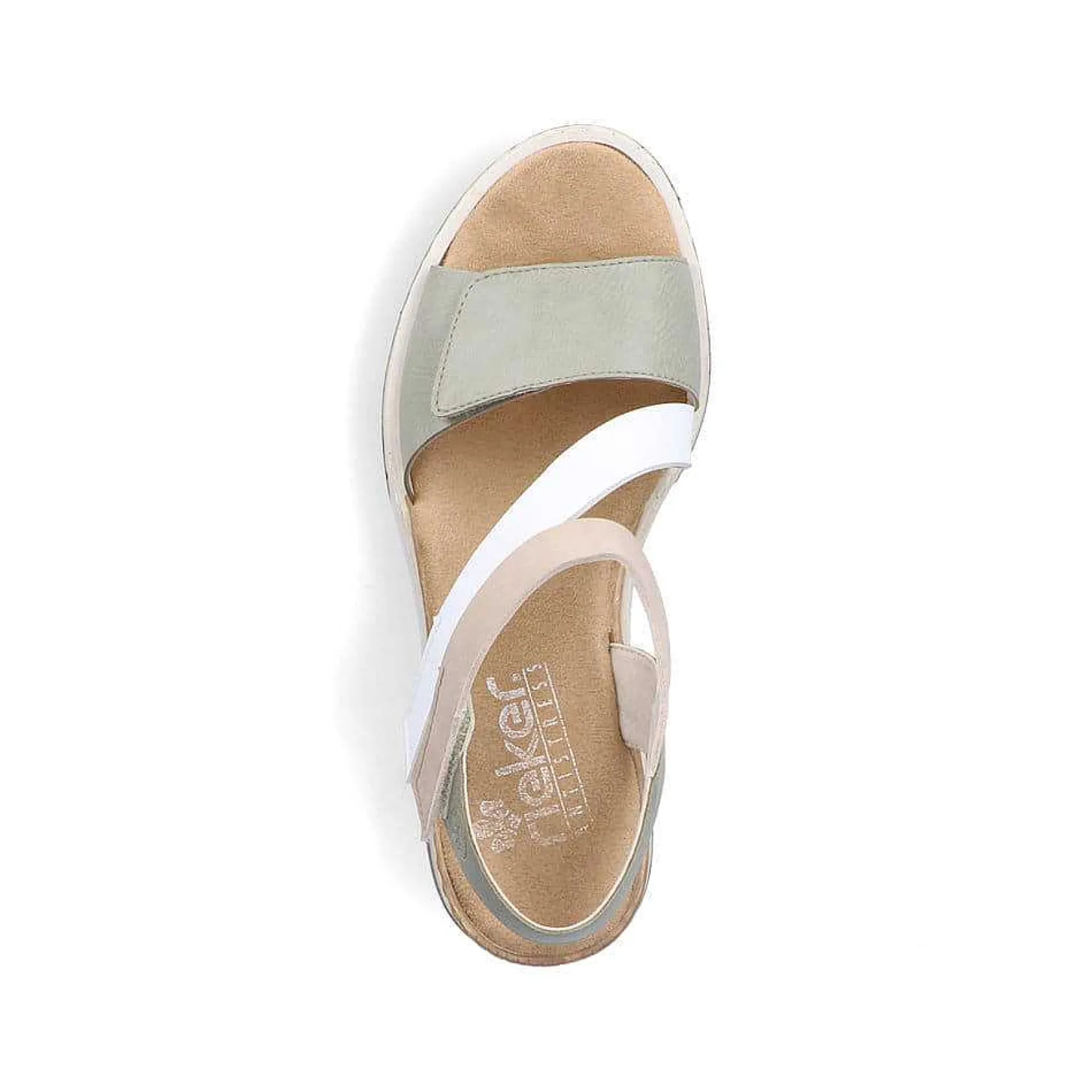 Rieker Heeled Shoes-Women'S Wedge Sandals Mint Green-White-Beige