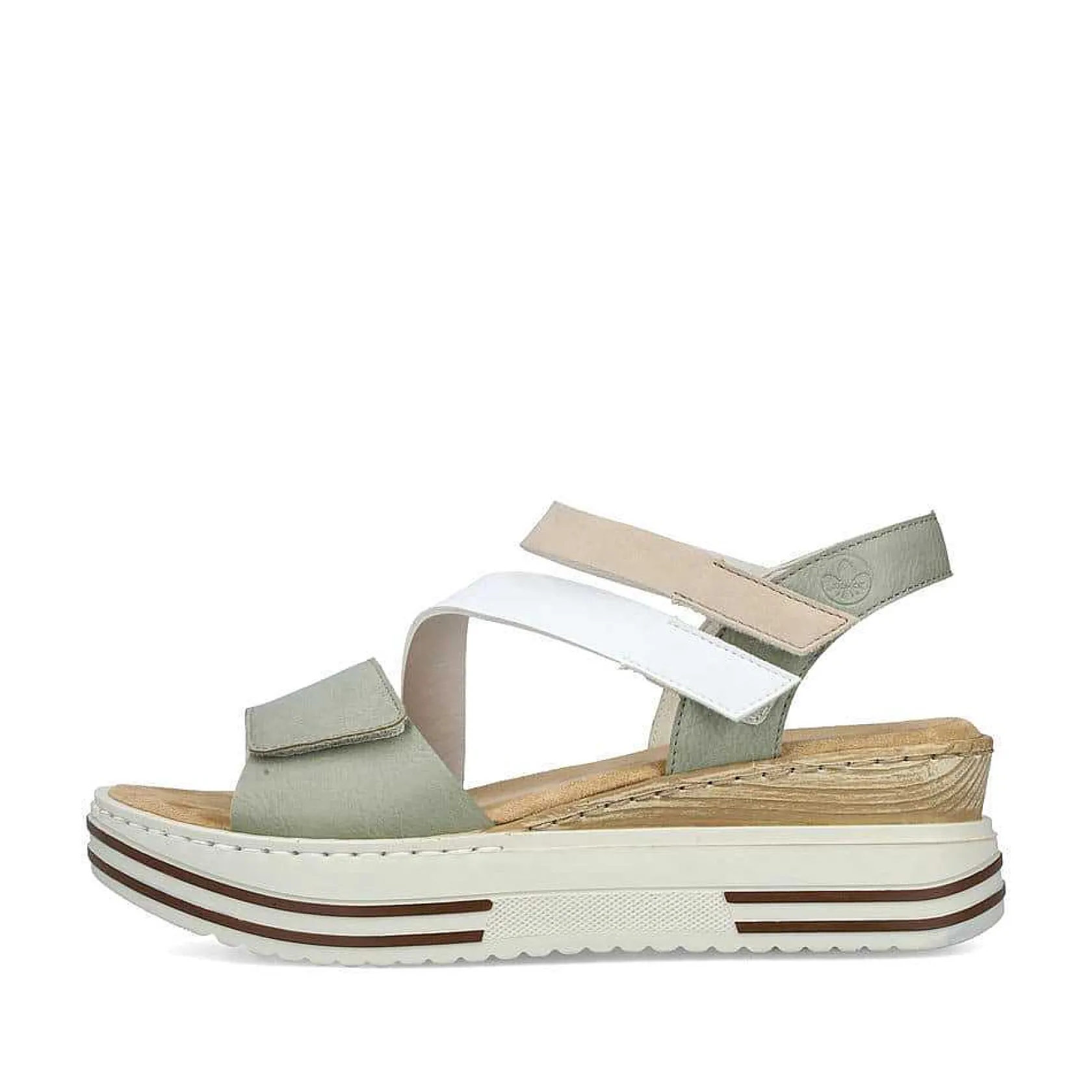 Rieker Heeled Shoes-Women'S Wedge Sandals Mint Green-White-Beige