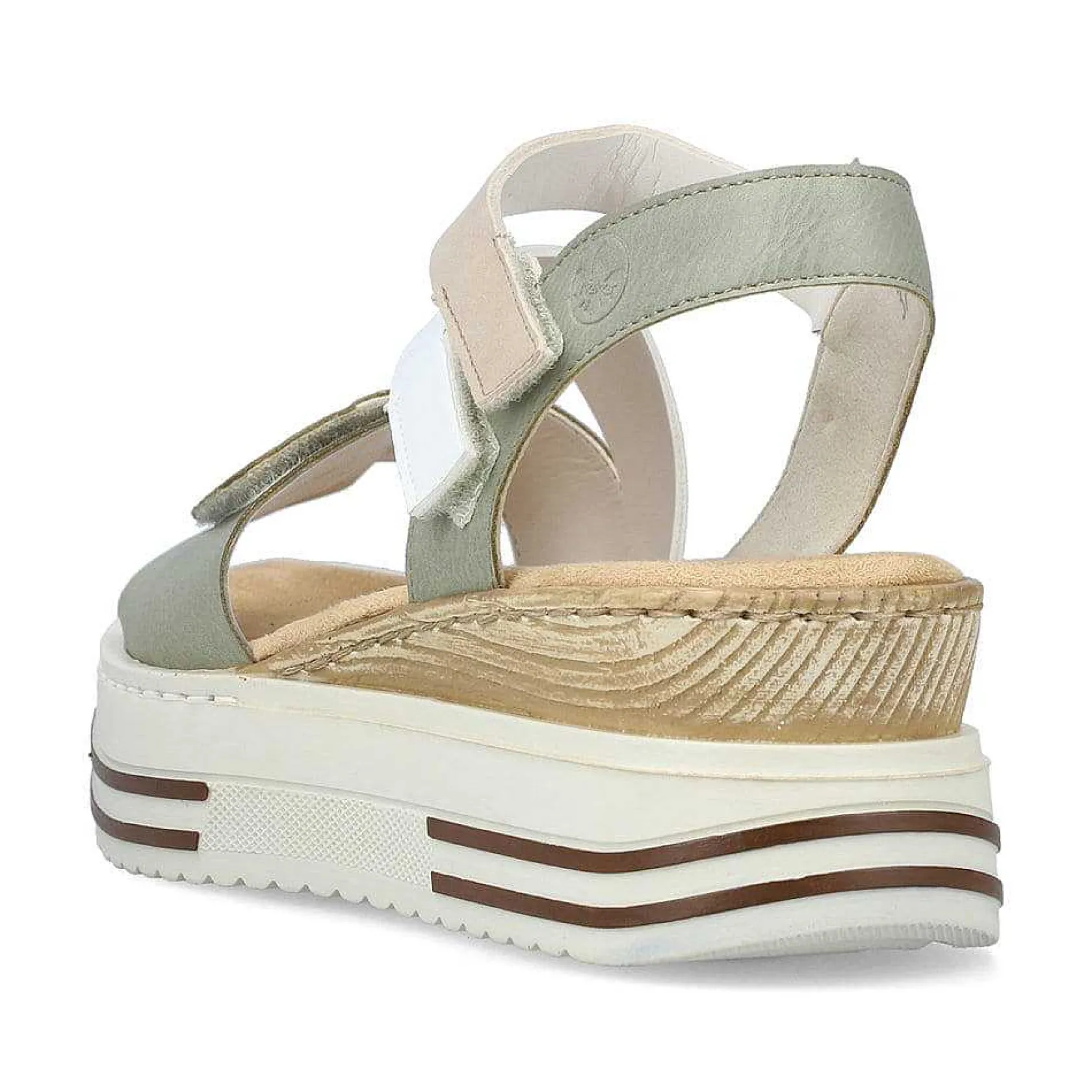 Rieker Heeled Shoes-Women'S Wedge Sandals Mint Green-White-Beige