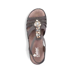 Rieker Heeled Shoes-Women'S Wedge Sandals Brown Gray
