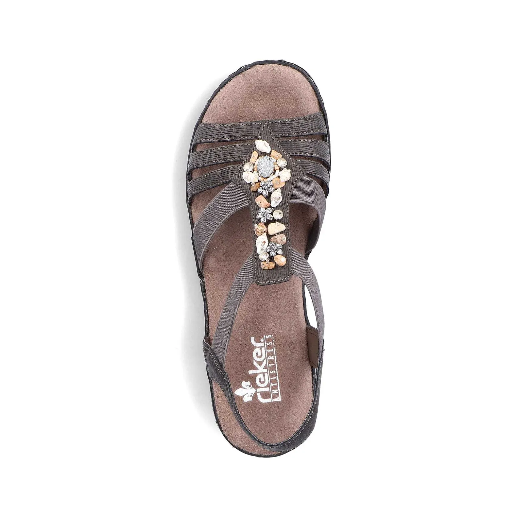 Rieker Heeled Shoes-Women'S Wedge Sandals Brown Gray