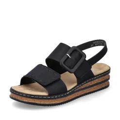 Rieker Heeled Shoes-Women'S Wedge Sandals Jet Black