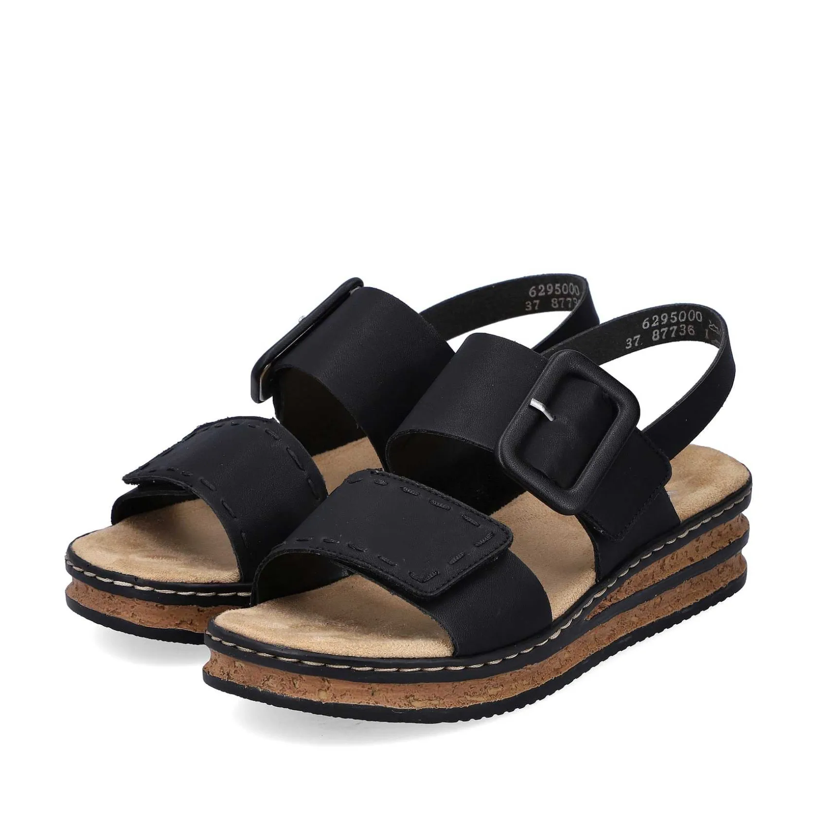 Rieker Heeled Shoes-Women'S Wedge Sandals Jet Black