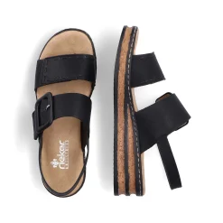 Rieker Heeled Shoes-Women'S Wedge Sandals Jet Black