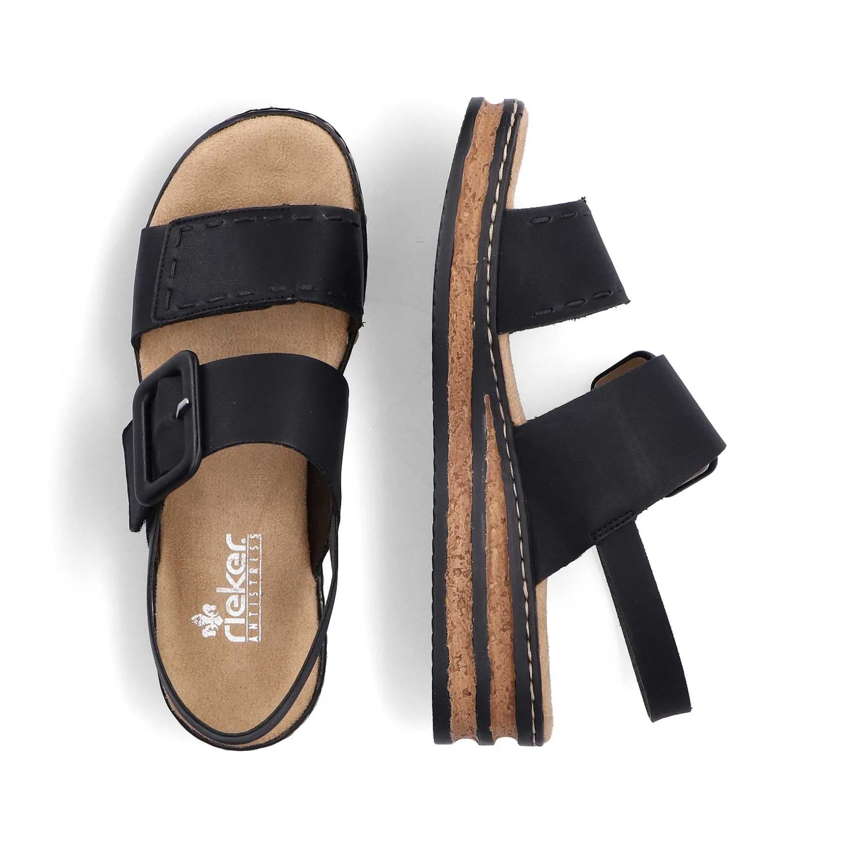 Rieker Heeled Shoes-Women'S Wedge Sandals Jet Black