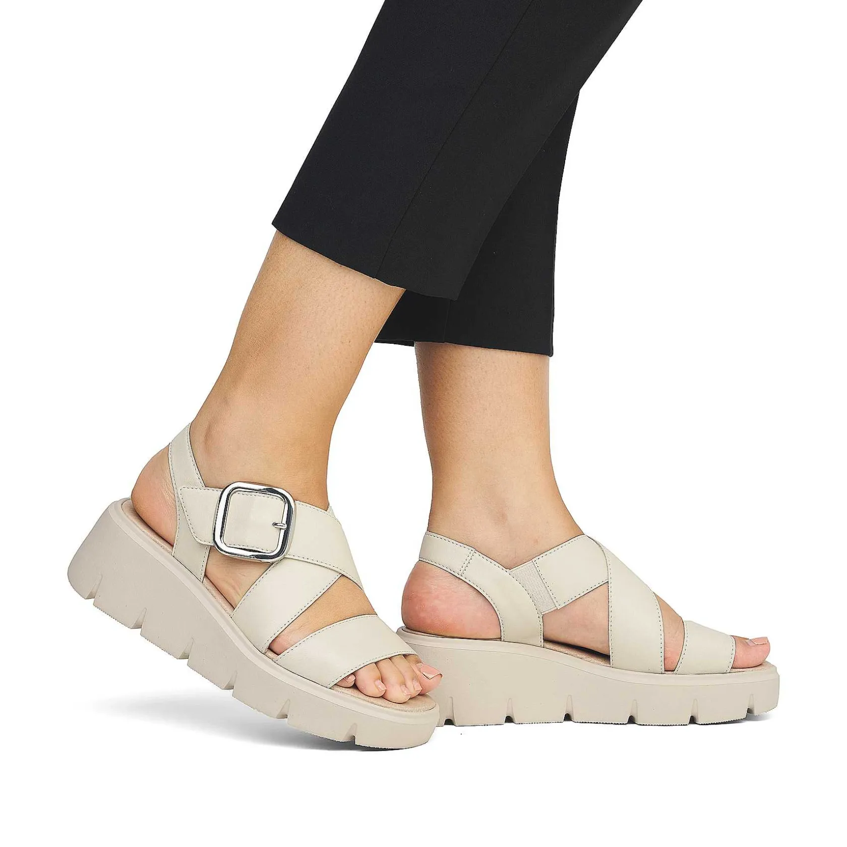 Rieker Heeled Shoes-Women'S Wedge Sandals Sand Beige