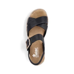 Rieker Heeled Shoes-Women'S Wedge Sandals Graphite Black