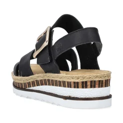Rieker Heeled Shoes-Women'S Wedge Sandals Graphite Black