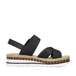 Rieker Heeled Shoes-Women'S Wedge Sandals Graphite Black