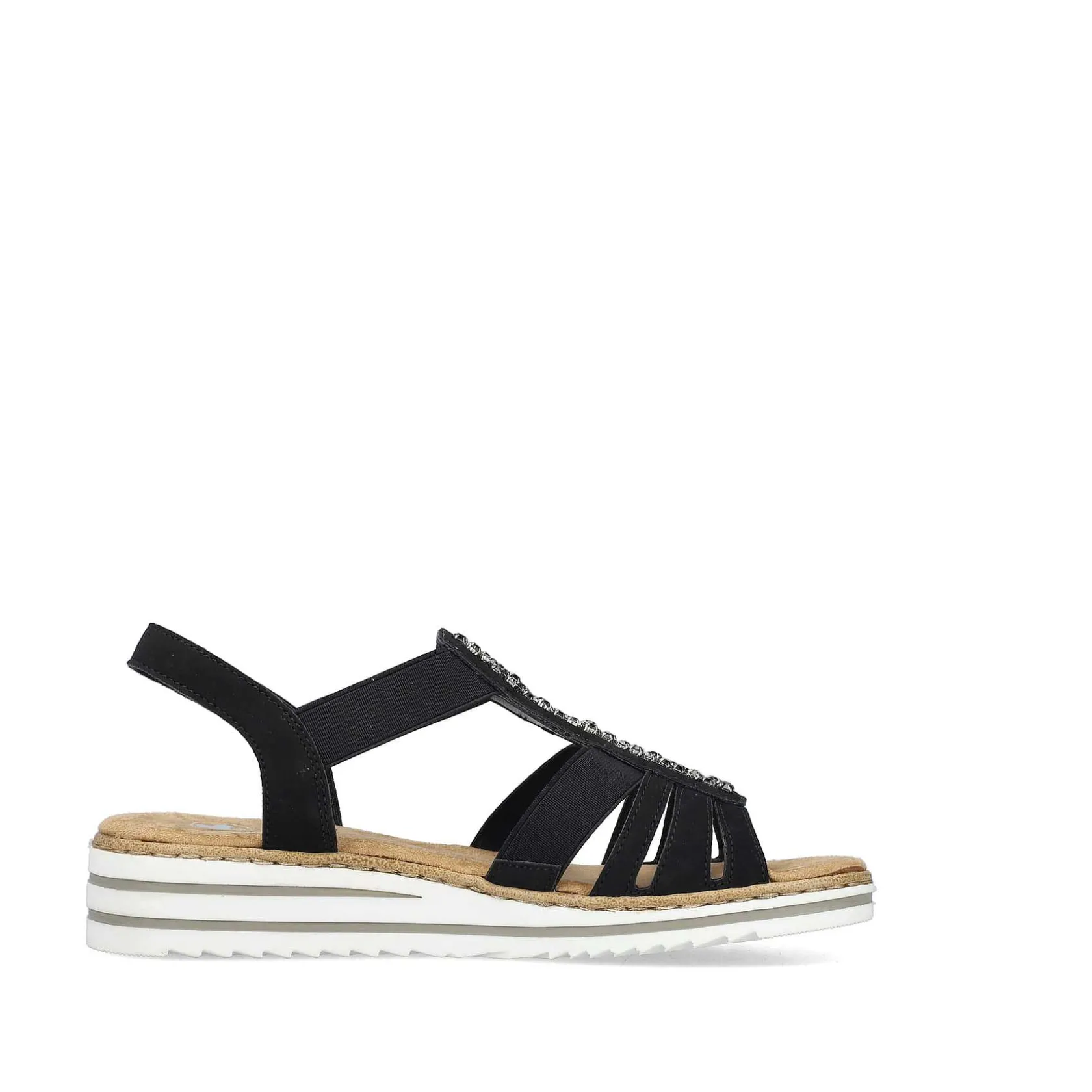 Rieker Summer Shoes-Women'S Wedge Sandals Night Black