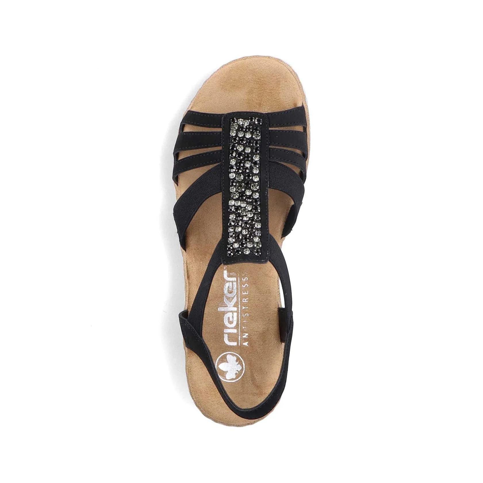 Rieker Summer Shoes-Women'S Wedge Sandals Night Black