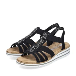 Rieker Summer Shoes-Women'S Wedge Sandals Night Black