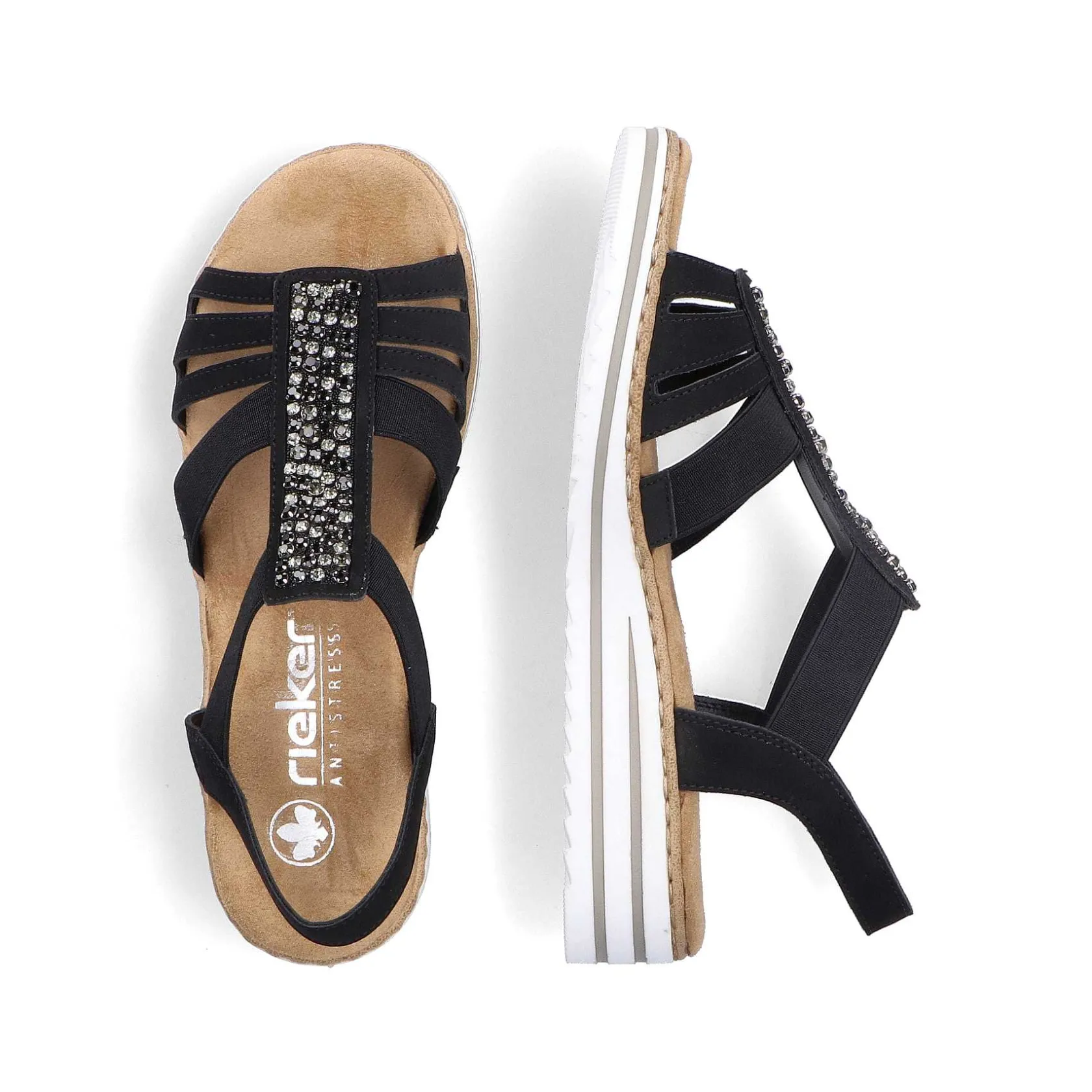 Rieker Summer Shoes-Women'S Wedge Sandals Night Black