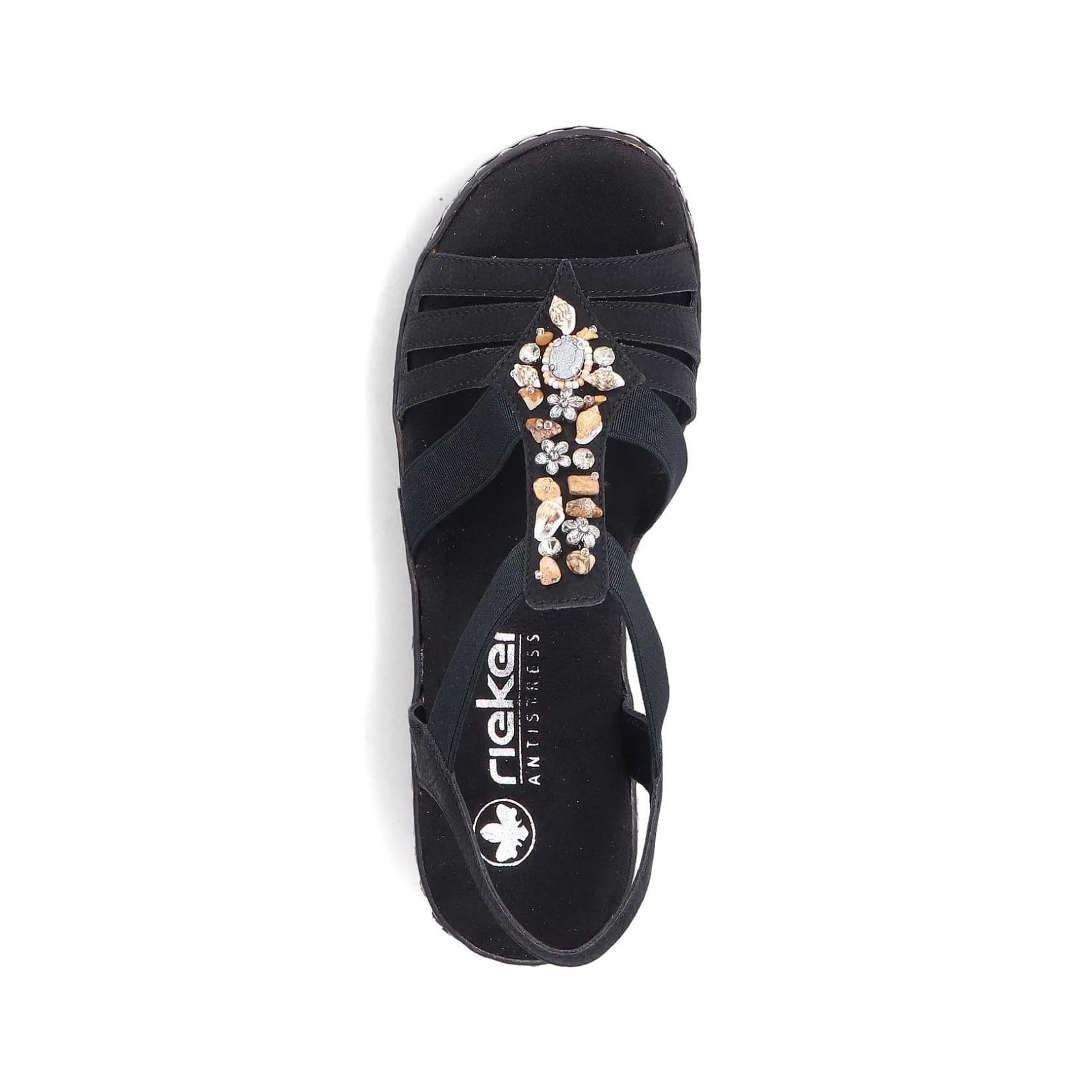 Rieker Heeled Shoes-Women'S Wedge Sandals Midnight Black