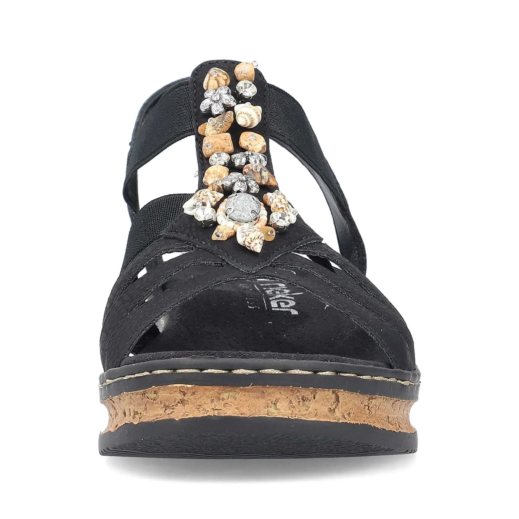 Rieker Heeled Shoes-Women'S Wedge Sandals Midnight Black