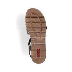 Rieker Heeled Shoes-Women'S Wedge Sandals Asphalt Gray