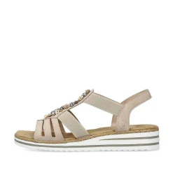 Rieker Heeled Shoes-Women'S Wedge Sandals Cream Beige