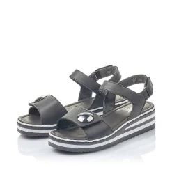 Rieker Heeled Shoes-Women'S Wedge Sandals Jet Black