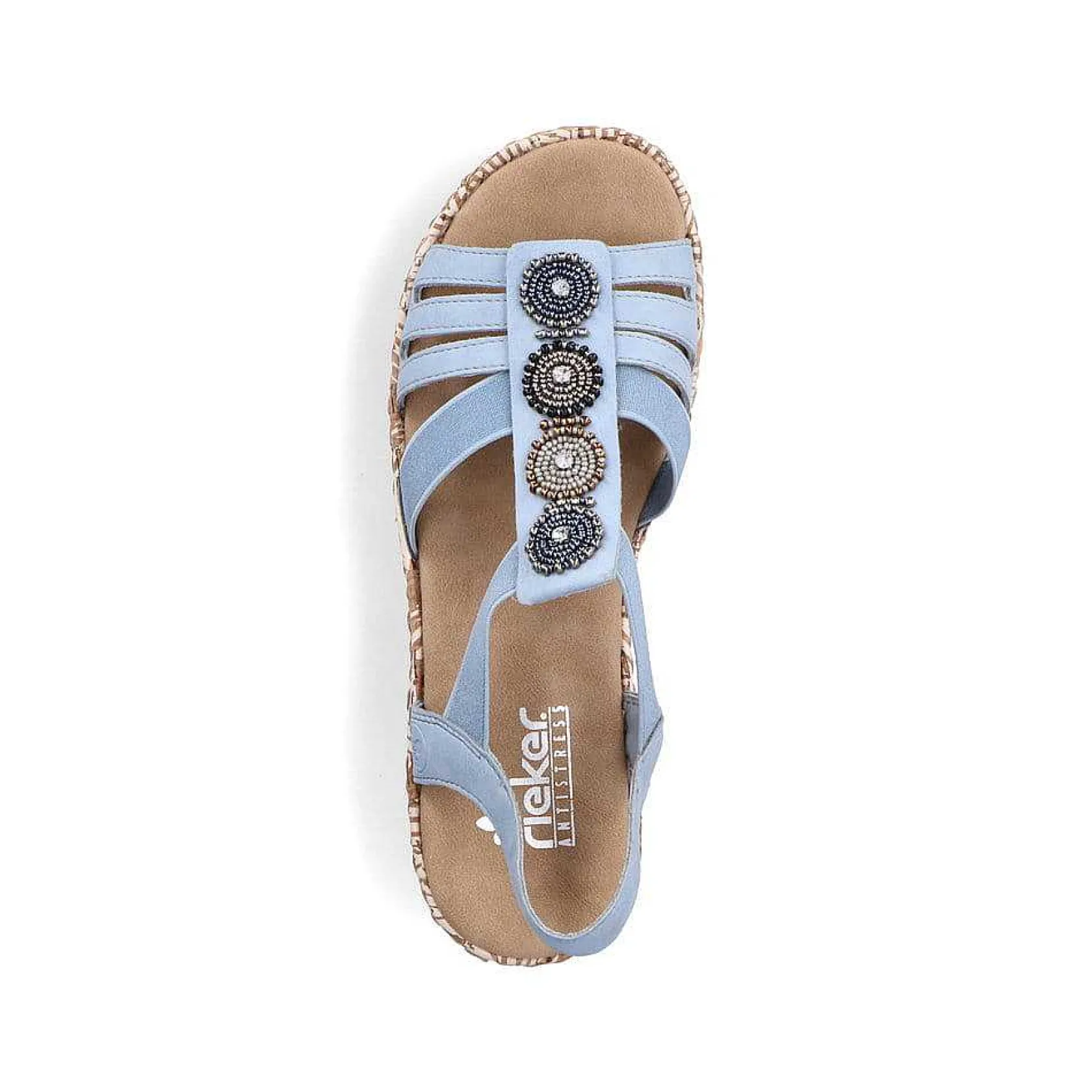 Rieker Heeled Shoes-Women'S Wedge Sandals Sky Blue-Beige