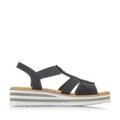Rieker Heeled Shoes-Women'S Wedge Sandals Jet Black