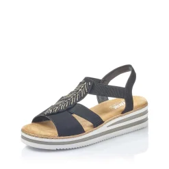 Rieker Heeled Shoes-Women'S Wedge Sandals Jet Black